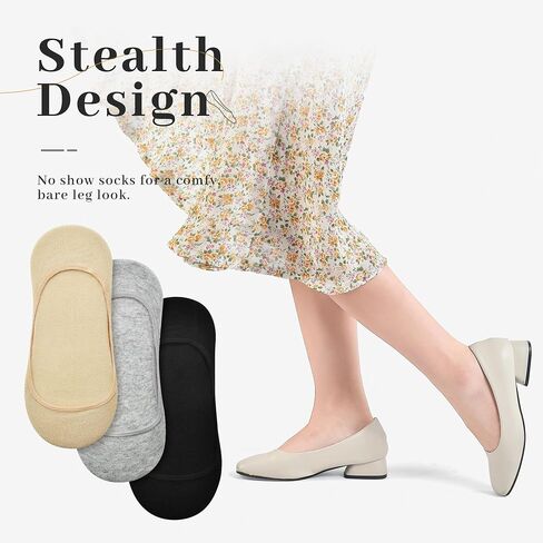 6 Pairs Ultra No Show Socks Womens For Flats Non Slip, Loafer Socks Womens Footies Socks Invisible Low Cut Socks in Saudi Arabia
