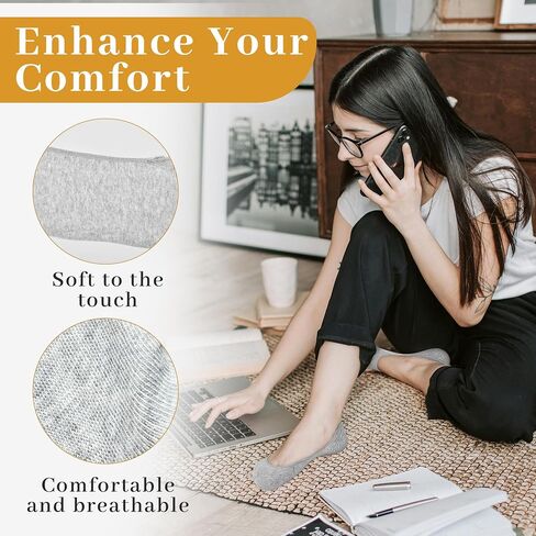 6 Pairs Ultra No Show Socks Womens For Flats Non Slip, Loafer Socks Womens Footies Socks Invisible Low Cut Socks in Saudi Arabia