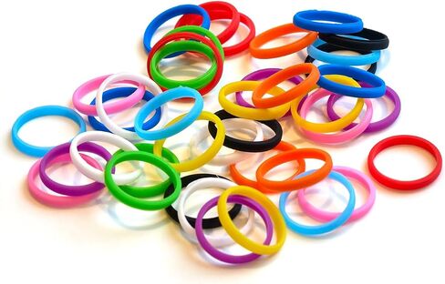 Grifiti Band Joes Long Lasting Durable Silicone Rubber Bands Cooking Wrist Box #52 Size 1.5 inch flat x 0.125 wide x 0.08 thick 3 inch Circumference 3x Elastic Stretch 40 Pack Assorted Colors in Saudi Arabia