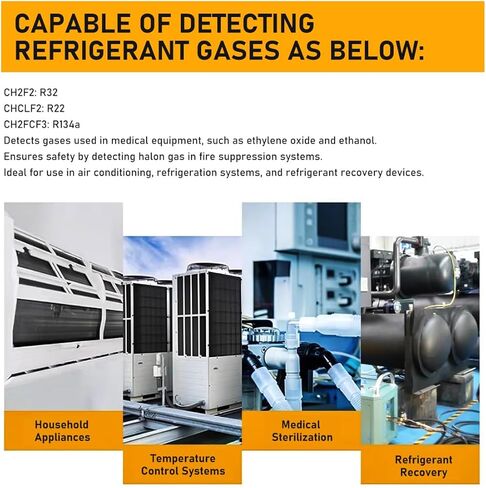 كاشف تسرب المبرد - جهاز HVAC/Auto وهالوجين متقدم مع شاشة LCD، يكتشف بدقة R22، R32، R134A، مثالي للاستخدام الاحترافي والمنزلي، استجابة سريعة. in Kuwait