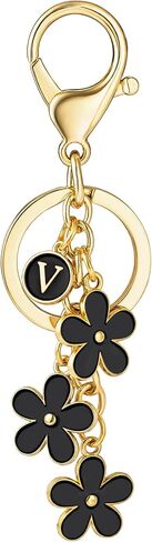SELOVO Initial Keychain White/Pink Flower Charms for Key Cute Letter Keyring for Handbag Backpack in Saudi Arabia