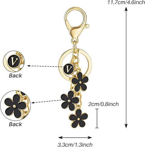 SELOVO Initial Keychain White/Pink Flower Charms for Key Cute Letter Keyring for Handbag Backpack in Saudi Arabia