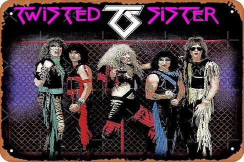 الموسيقى هارد روك الملتوية المعادن الثقيلة فرقة شقيقة تتجه الموسيقى شعبية جلام المعادن الدولية التصوير الفوتوغرافي طباعة الرجعية معدن القصدير خمر علامة 12 × 8 بوصة شريط المنزل رجل الكهف جدار ديكور in Kuwait