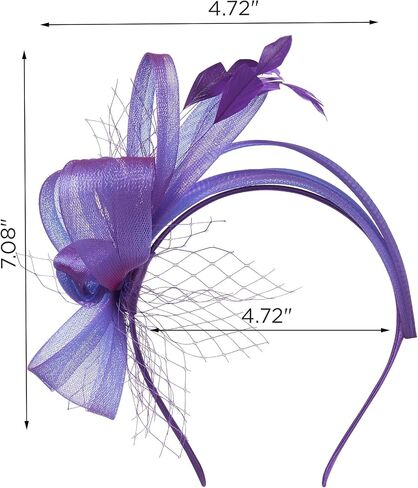 عصابة رأس SWEETV Fascinators مع ريش، قبعة نسائية لحفلات الشاي من أجل كنتاكي ديربي، وحفلات الكوكتيل، وحفلات الزفاف، والحفلات التنكرية in Saudi Arabia