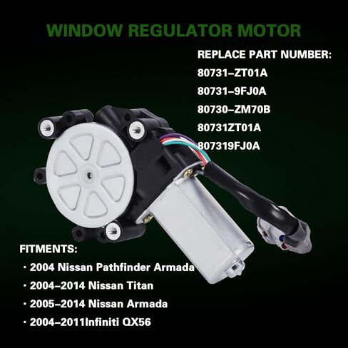 Power Window Lift Motor Compatible with Nissan Titan 2004-2014, Armada 2005-2014,Titan 2004-2014 & Infiniti QX56 2004-2011,Front Right Passenger Side,Replace # 80731-9FJ0A, 80731-ZT01A in Saudi Arabia