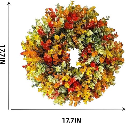 إكليل الخريف الاصطناعي للباب الأمامي، إكليل الخريف الريفي، أكاليل الخريف، إكليل الباب الأمامي، ديكورات الباب الأمامي 2024، إكليل الخريف، إكليل الشكر، ديكورات الخريف للمنزل، ديكور داخلي خارجي (19.7 بوصة) in Kuwait