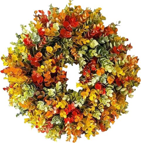 إكليل الخريف الاصطناعي للباب الأمامي، إكليل الخريف الريفي، أكاليل الخريف، إكليل الباب الأمامي، ديكورات الباب الأمامي 2024، إكليل الخريف، إكليل الشكر، ديكورات الخريف للمنزل، ديكور داخلي خارجي (19.7 بوصة) in Kuwait