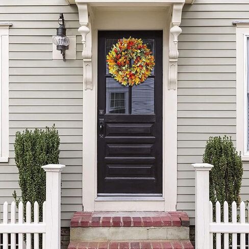 إكليل الخريف الاصطناعي للباب الأمامي، إكليل الخريف الريفي، أكاليل الخريف، إكليل الباب الأمامي، ديكورات الباب الأمامي 2024، إكليل الخريف، إكليل الشكر، ديكورات الخريف للمنزل، ديكور داخلي خارجي (19.7 بوصة) in Kuwait