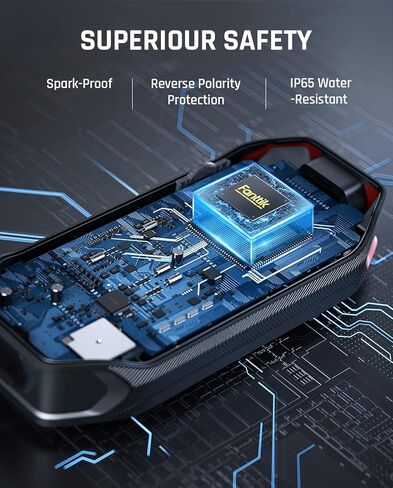 FANTTIK T8 2000 Amps Jump Starter، حزمة بطارية سيارة 12000 مللي أمبير في الساعة لما يصل إلى 7.0 لتر من البنزين ومحركات ديزل 5.0 لتر مع شاشة LED، شحن سريع 30 وات، بادئ تشغيل سريع آمن للغاية من الليثيوم 12 فولت in Kuwait