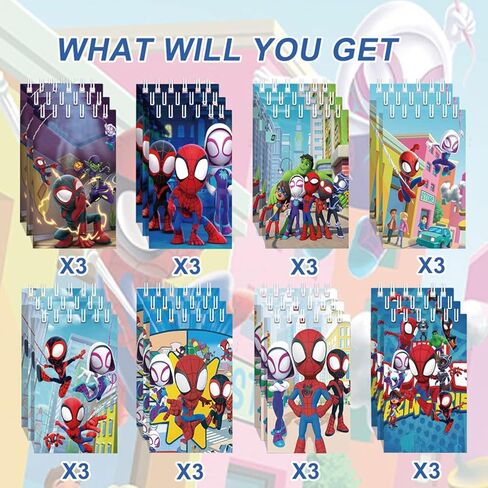 هدايا حفلات أعياد الميلاد من سبايدر فريندز، 24 قطعة من دفاتر الملاحظات الصغيرة لمستلزمات حفلات أعياد الميلاد من سبايدر فريندز in Kuwait