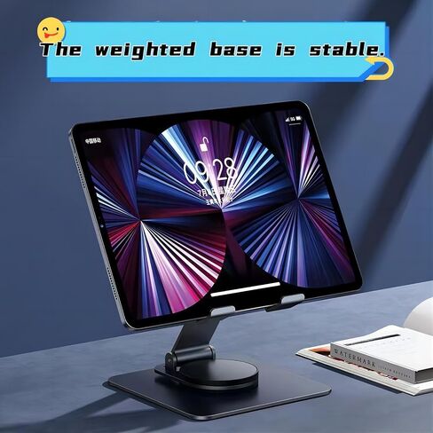 حامل كمبيوتر لوحي أكريليك AJIAAIONE، حامل iPad، قاعدة دوارة 360 درجة، حامل كمبيوتر لوحي قابل للطي وقابل للتعديل، حامل كمبيوتر لوحي للمكتب، متوافق مع أجهزة iPad Pro Air Mini من 4 إلى 12.9 بوصة in Kuwait