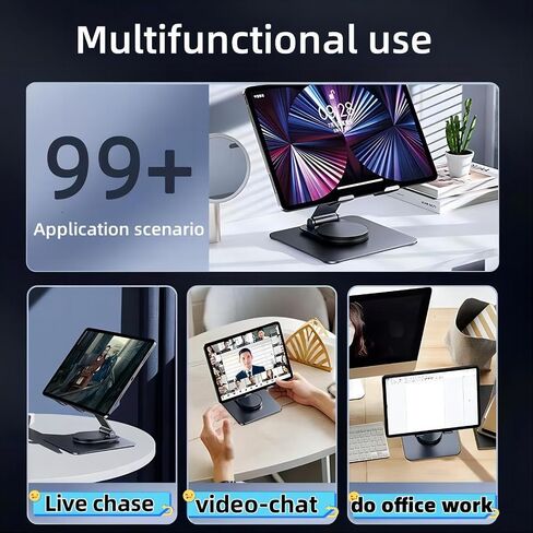 حامل كمبيوتر لوحي أكريليك AJIAAIONE، حامل iPad، قاعدة دوارة 360 درجة، حامل كمبيوتر لوحي قابل للطي وقابل للتعديل، حامل كمبيوتر لوحي للمكتب، متوافق مع أجهزة iPad Pro Air Mini من 4 إلى 12.9 بوصة in Kuwait