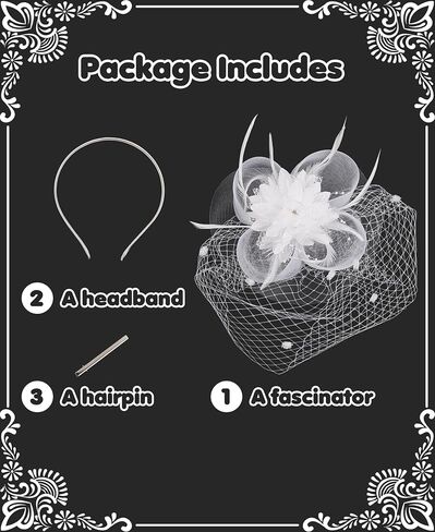 Mesh Feather Fascinators Hat Headdress 20s Vintage Flowers Veil Hair Accessory Bridal Wedding Tea Party Headwear in Saudi Arabia