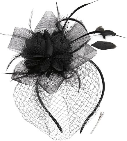 قبعات BABEYOND Fascinators للنساء - قبعة Kentucky Fascinator Derby لحفلات الشاي والريش والزهور الشبكية وعصابة رأس in Saudi Arabia