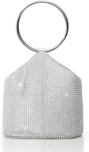 BABEYOND Women's Rhinestone Clutch Evening Bags Sparkly Glitter Round Handle Purse for 1920s Party Prom Wedding in Kuwait