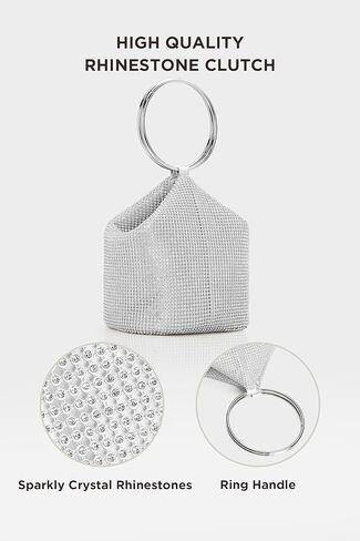 BABEYOND Women's Rhinestone Clutch Evening Bags Sparkly Glitter Round Handle Purse for 1920s Party Prom Wedding in Kuwait