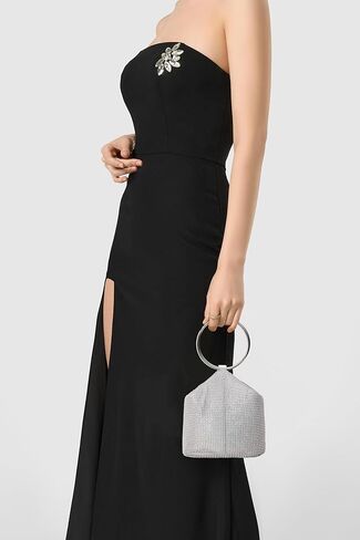 BABEYOND Women's Rhinestone Clutch Evening Bags Sparkly Glitter Round Handle Purse for 1920s Party Prom Wedding in Kuwait