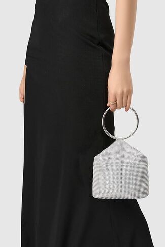 BABEYOND Women's Rhinestone Clutch Evening Bags Sparkly Glitter Round Handle Purse for 1920s Party Prom Wedding in Kuwait