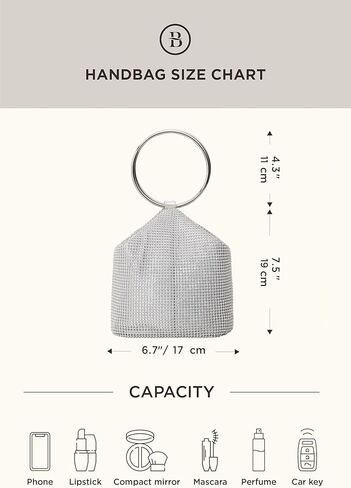 BABEYOND Women's Rhinestone Clutch Evening Bags Sparkly Glitter Round Handle Purse for 1920s Party Prom Wedding in Kuwait