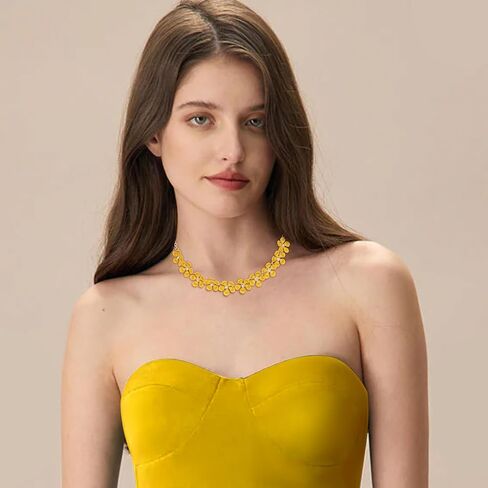 Flyonce Boho Flower Necklace Summer Beach Statement Flower Necklace Floral Bib Collar Chokers Necklaces Flower Jewelry for Women in Saudi Arabia
