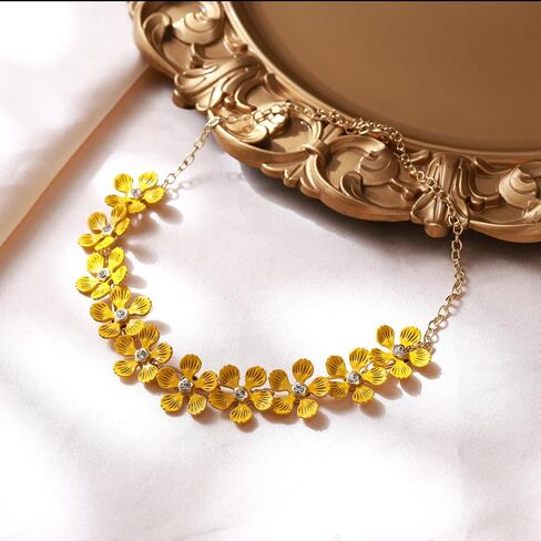 Flyonce Boho Flower Necklace Summer Beach Statement Flower Necklace Floral Bib Collar Chokers Necklaces Flower Jewelry for Women in Saudi Arabia