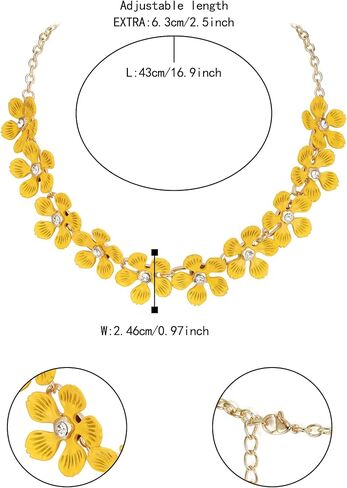 Flyonce Boho Flower Necklace Summer Beach Statement Flower Necklace Floral Bib Collar Chokers Necklaces Flower Jewelry for Women in Saudi Arabia