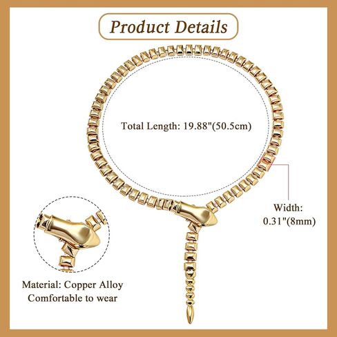 Cupimatch Short Necklace Snake Collar: Women's Curved Cuff Copper Snake Chain Snake Cocktail Serpent Jewelry in Kuwait