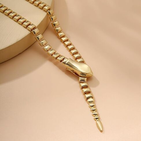 Cupimatch Short Necklace Snake Collar: Women's Curved Cuff Copper Snake Chain Snake Cocktail Serpent Jewelry in Kuwait