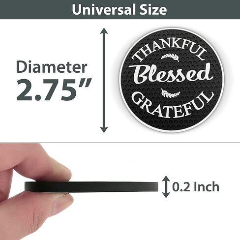 Cute Car Coasters and Car Accessories / (4) Pack by Proverbs 18:10 Products / Car Cup Holders / Thankful Grateful Blessed Interior Car Accessories, Black in Saudi Arabia