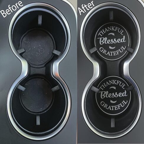 Cute Car Coasters and Car Accessories / (4) Pack by Proverbs 18:10 Products / Car Cup Holders / Thankful Grateful Blessed Interior Car Accessories, Black in Saudi Arabia