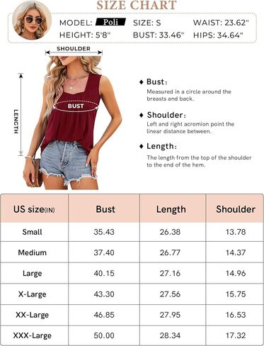 KTILG Summer Square Neck Sleeveless Tops Flowy Pleated Tunic Tank Tops for Women Loose Fit S-3XL in Saudi Arabia