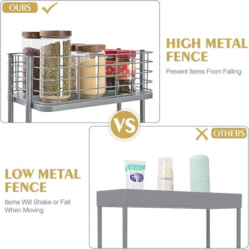 KINGRACK 3 Tier Utility Cart، منظم عربة دوارة معدنية، عربة تخزين على عجلات، عربة كتب، عربة حفاضات للحمام، المطبخ، المكتب، غرفة النوم، أرجواني in Kuwait