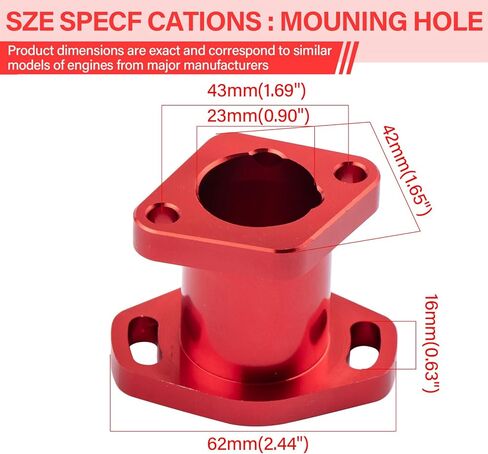 SOFO Predator 212 برغي حشية مدخل أنبوب السحب - جزء سباق الأداء لهوندا GX160 GX200 Coleman ct200u لمحركات استنساخ 6.5HP OHV الصينية 196cc (أحمر) in Kuwait