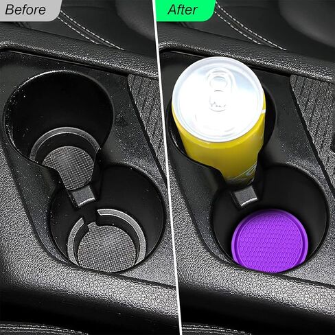 Car Cup Holder Coaster, 4 Pack Non-Slip Auto Insert Cup Coasters, 2.75 Inch Silicone Waterproof Embedded Drink Mat Universal for Vehicle, Durable Car Accessories for Men and Women (Black) in Kuwait