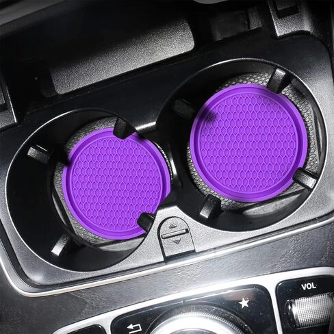 Car Cup Holder Coaster, 4 Pack Non-Slip Auto Insert Cup Coasters, 2.75 Inch Silicone Waterproof Embedded Drink Mat Universal for Vehicle, Durable Car Accessories for Men and Women (Black) in Kuwait