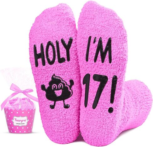 HAPPYPOP 17th Birthday Gift Ideas for Girls - Socks Birthday Gifts for 17 Year Old Girl, 17th Birthday Gifts for Teenage Girls in Saudi Arabia