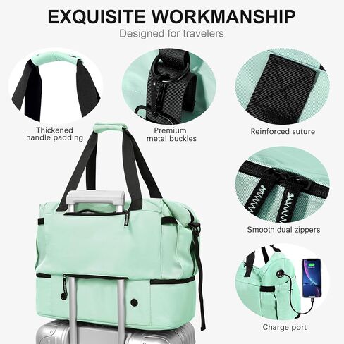 32L 18’’ Sport Gym Bag with Shoe Compartment,Weekender Overnight Bag with Trolley Sleeve,Black in Saudi Arabia