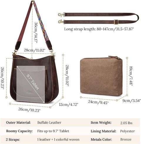 S-ZONE Women Leather Tote Bag Shoulder Handbag Bundle with Crossbody Hobo Purse in Saudi Arabia