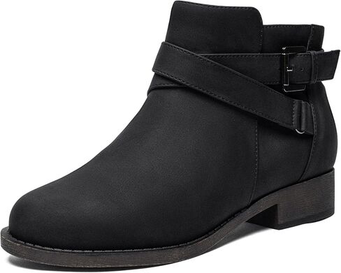 Ataiwee Women's Ankle Boots, Classic Side Zip Comfortable Thick Block Heel Boots. in Saudi Arabia