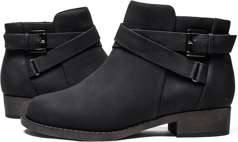 Ataiwee Women's Ankle Boots, Classic Side Zip Comfortable Thick Block Heel Boots. in Saudi Arabia