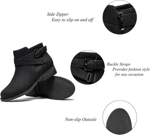 Ataiwee Women's Ankle Boots, Classic Side Zip Comfortable Thick Block Heel Boots. in Saudi Arabia