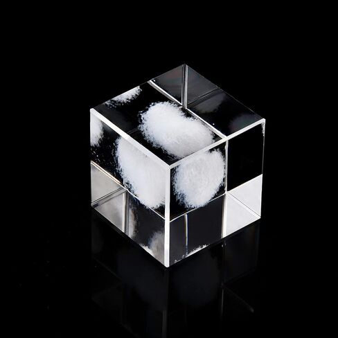 Yoption 3D Love Heart K9 زجاج سحابة ثقالة الورق مكعب كريستال النقش بالليزر التماثيل التذكارية الحرف الديكور الحلي مع صندوق هدية in Kuwait