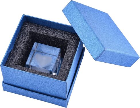 Yoption 3D Love Heart K9 زجاج سحابة ثقالة الورق مكعب كريستال النقش بالليزر التماثيل التذكارية الحرف الديكور الحلي مع صندوق هدية in Kuwait