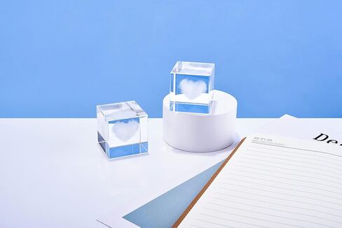 Yoption 3D Love Heart K9 زجاج سحابة ثقالة الورق مكعب كريستال النقش بالليزر التماثيل التذكارية الحرف الديكور الحلي مع صندوق هدية in Kuwait