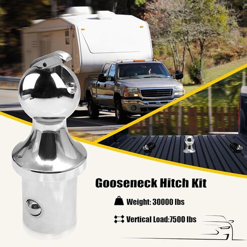 مجموعة كرة وصلة عنق الإوزة من Geloo 60618 بنظام Puck، كرة معقوفة مقاس 2-5/16 بوصة تناسب 2013-2023 دودج رام 2500 3500 كرة معقوفة مع مثبتات سلسلة أمان GTW 30000 رطل/VTW 7500 رطل in Kuwait