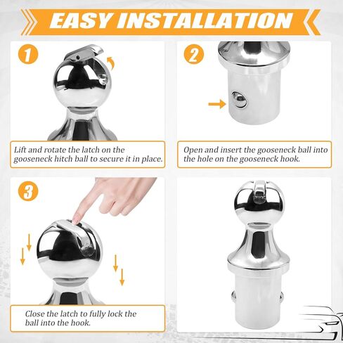 مجموعة كرة وصلة عنق الإوزة من Geloo 60618 بنظام Puck، كرة معقوفة مقاس 2-5/16 بوصة تناسب 2013-2023 دودج رام 2500 3500 كرة معقوفة مع مثبتات سلسلة أمان GTW 30000 رطل/VTW 7500 رطل in Kuwait