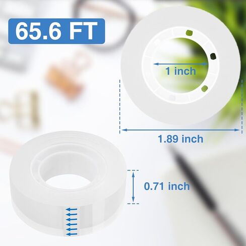 4 قطع شريط شفاف، 0.7 × 21.9 ياردة، بكرات شريط شفافة، عبوات شريط كبيرة للموزع، لفات إعادة ملء موزع الشريط الممتع، لفات الشريط، شريط تغليف الهدايا للمكتب، المنزل، المدرسة in Kuwait