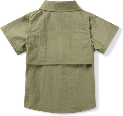 Toddler&Boys Shorts Sleeve Button Down Casual Shirts Quick Dry Solid Summer Outdoor Beach Tops in Saudi Arabia