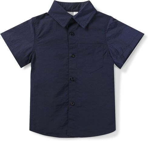 Toddler&Boys Shorts Sleeve Button Down Casual Shirts Quick Dry Solid Summer Outdoor Beach Tops in Saudi Arabia