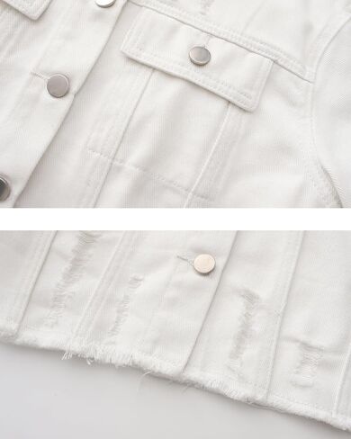 Locachy Women's Summer Short Sleeve Denim Jacket Casual Lapel Button Down Cropped Trucker Jean Jackets Coats in Saudi Arabia
